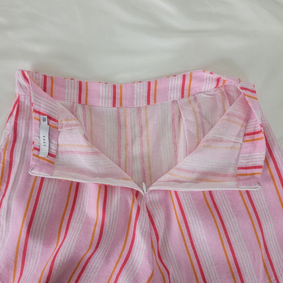 Lush Shorts Womens Small Pink Linen Blend High Rise Mom Candy Striped Zip Up - Picture 12 of 13